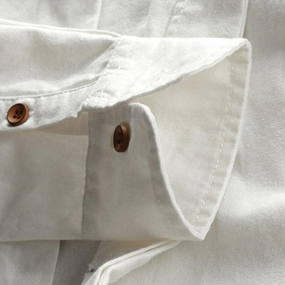 Cesare – Camicia Uomo in Lino con Collo Coreano