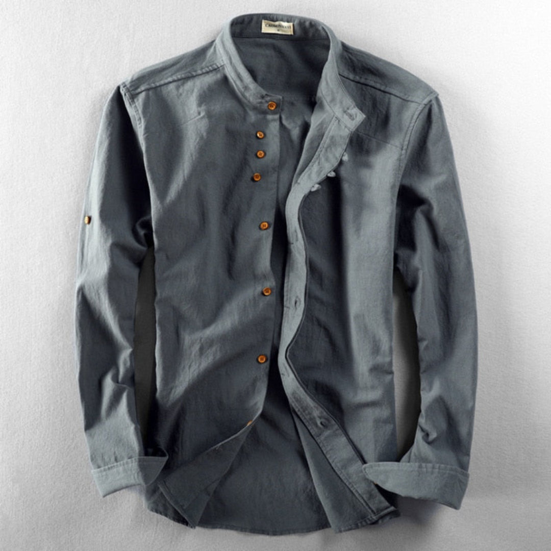Cesare – Camicia Uomo in Lino con Collo Coreano