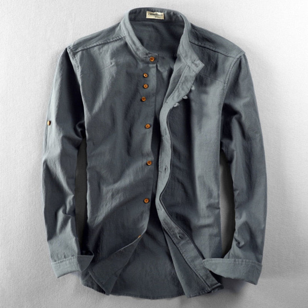 Cesare – Camicia Uomo in Lino con Collo Coreano