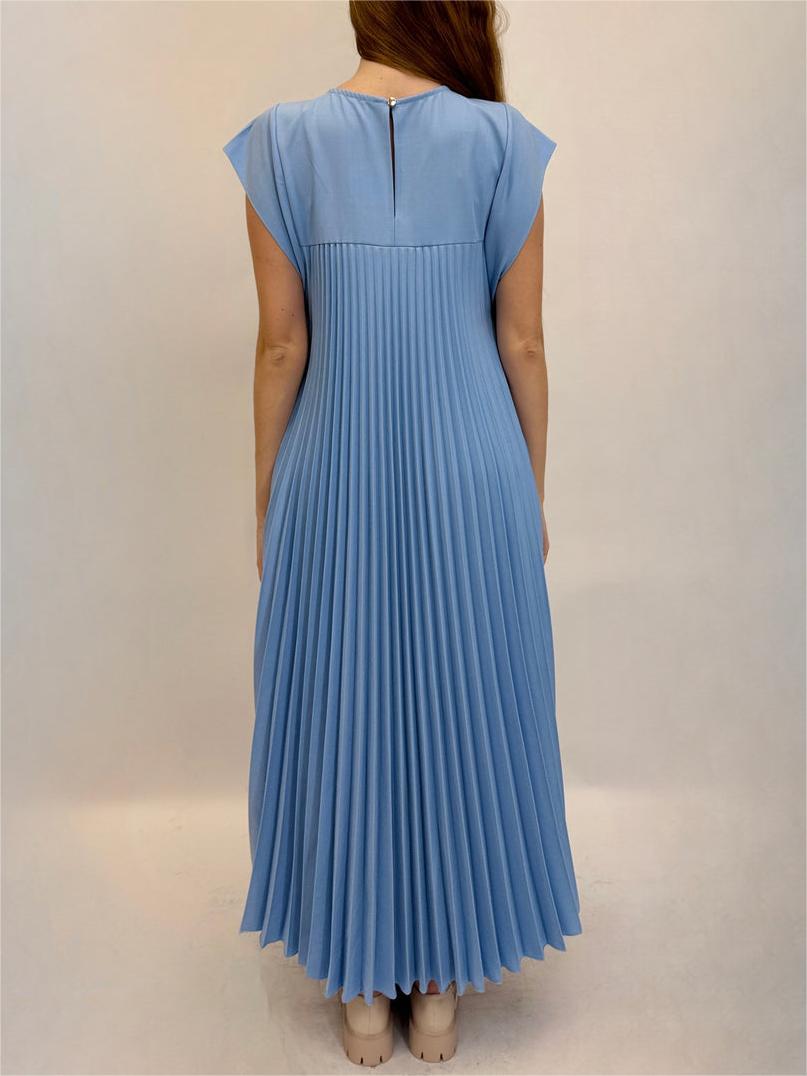 VICENZA – Vestito Midi Donna Plissé Beige Senza Maniche