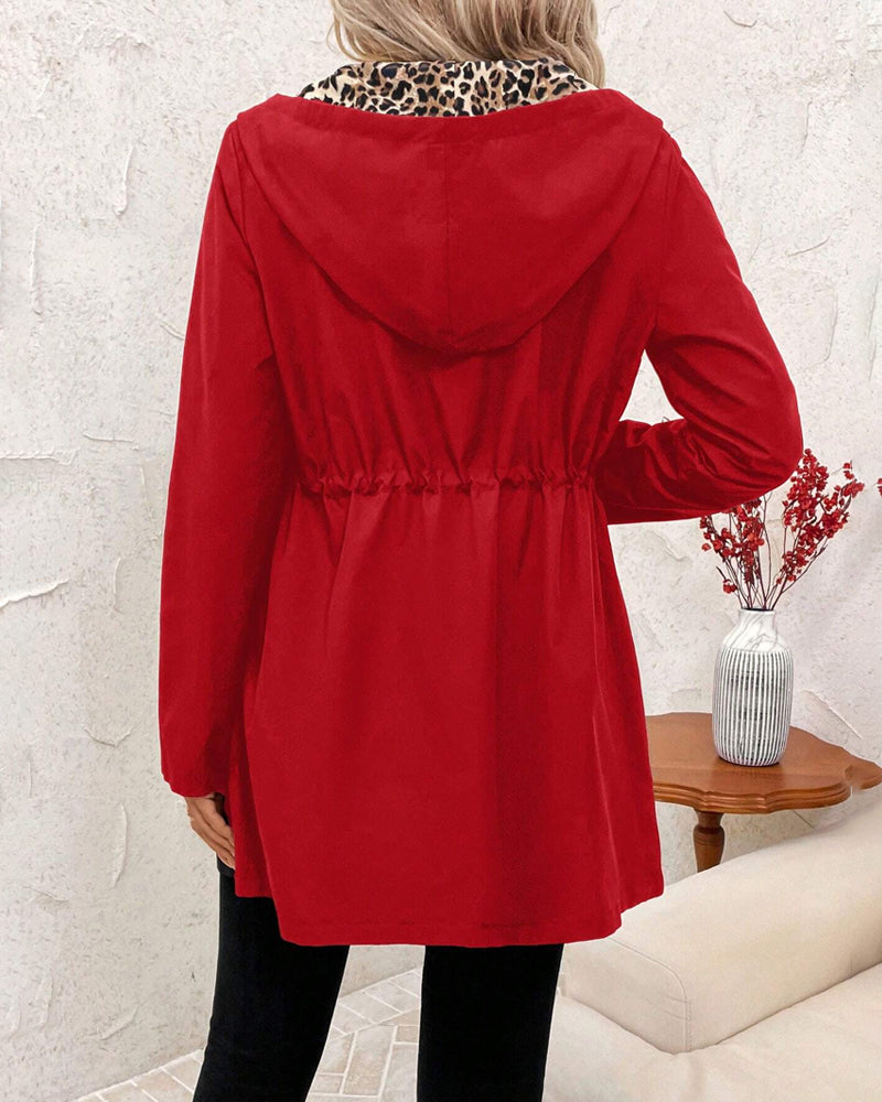 MARTINE - Cappotto Reversibile Con Cappuccio e Stampa Leopardata