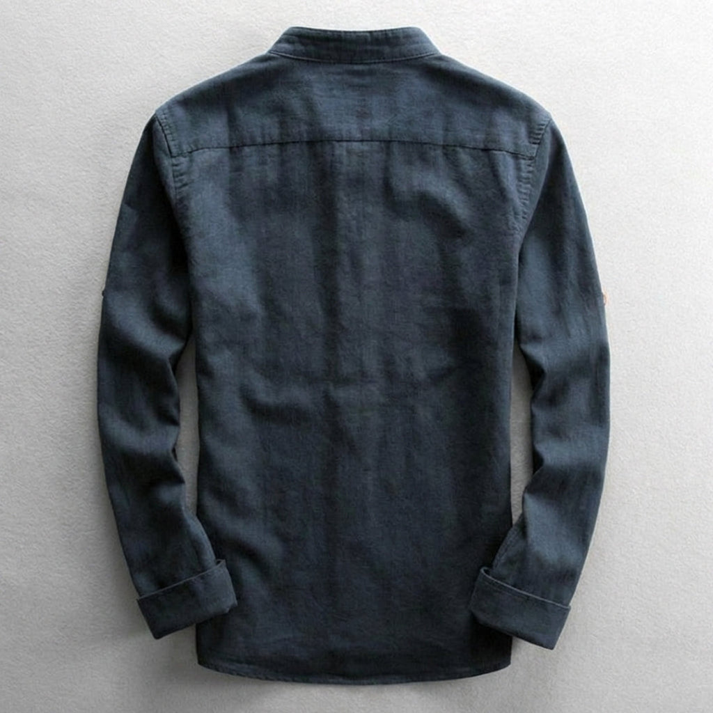Cesare – Camicia Uomo in Lino con Collo Coreano