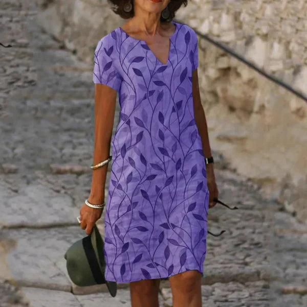 IRENE – Vestito Donna Midi con Stampa Foglie