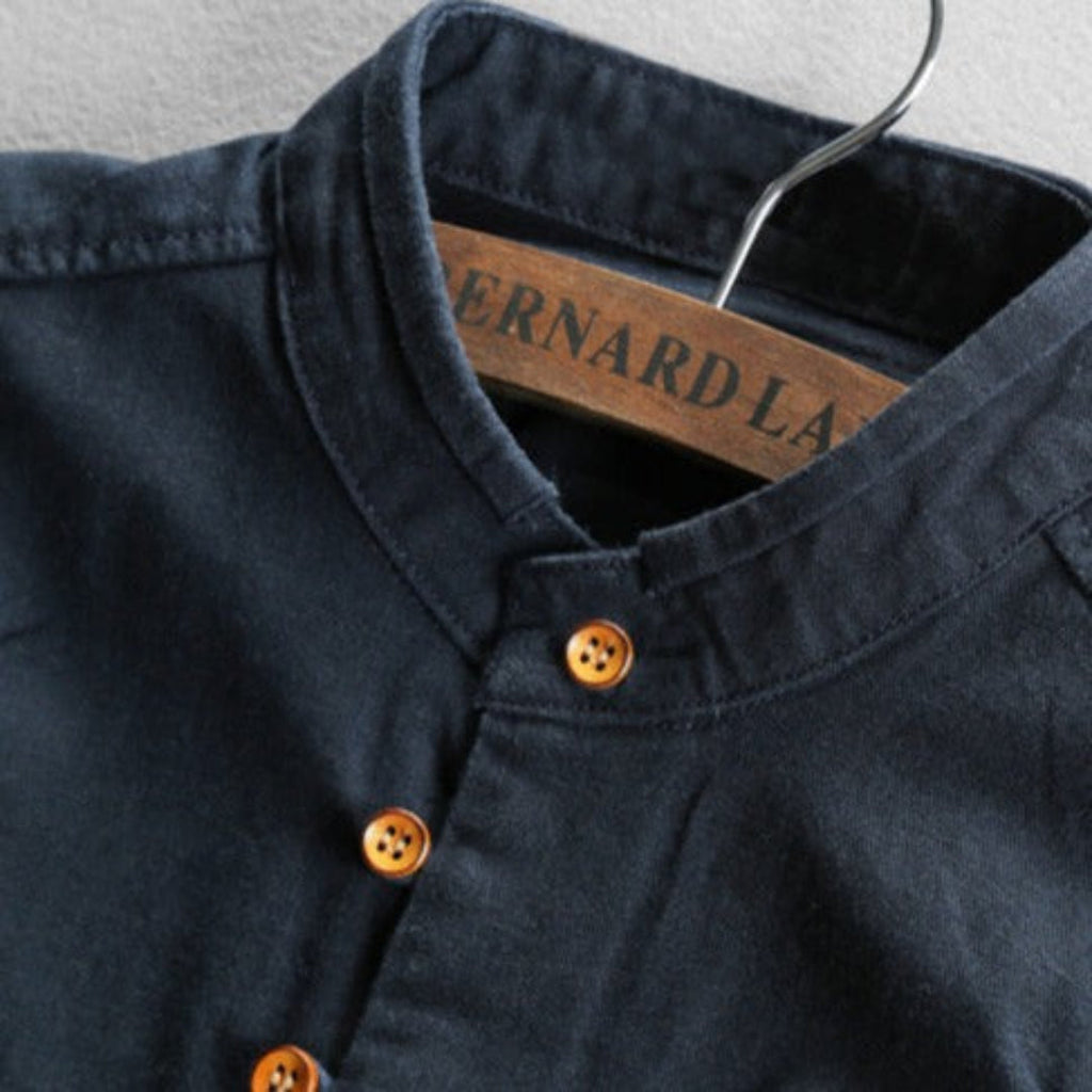 Cesare – Camicia Uomo in Lino con Collo Coreano