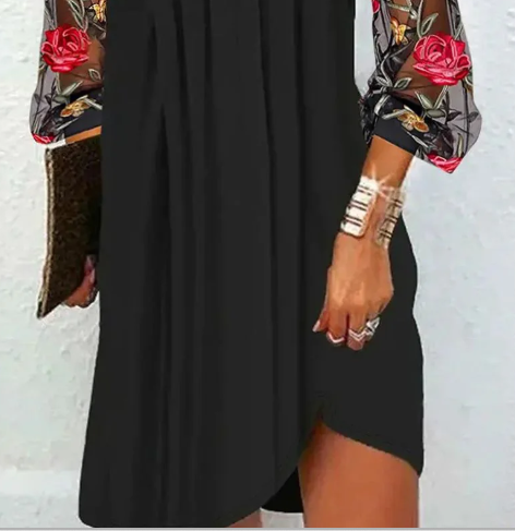 CAMILLA – Vestito Corto Donna con Maniche in Pizzo Ricamato