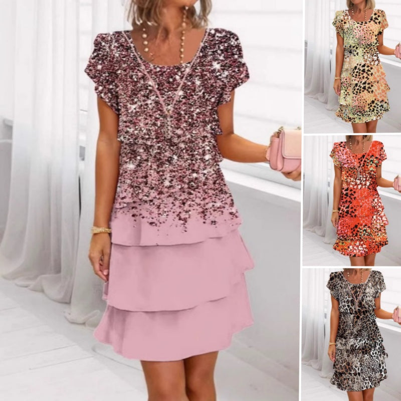 MELISSA – Vestito Donna a Balze con Stampa Animalier Multicolor