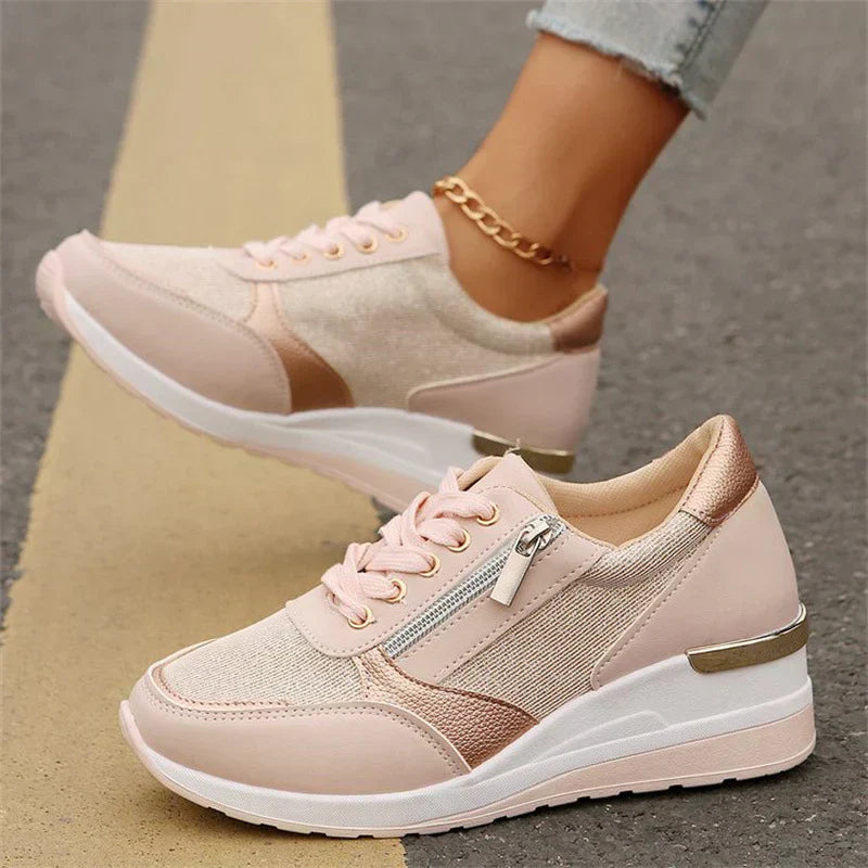 DELIA – Sneakers Donna con Zeppa Interna e Zip Laterale
