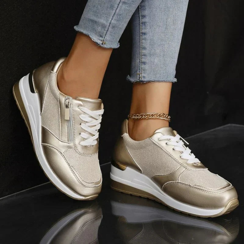 DELIA – Sneakers Donna con Zeppa Interna e Zip Laterale