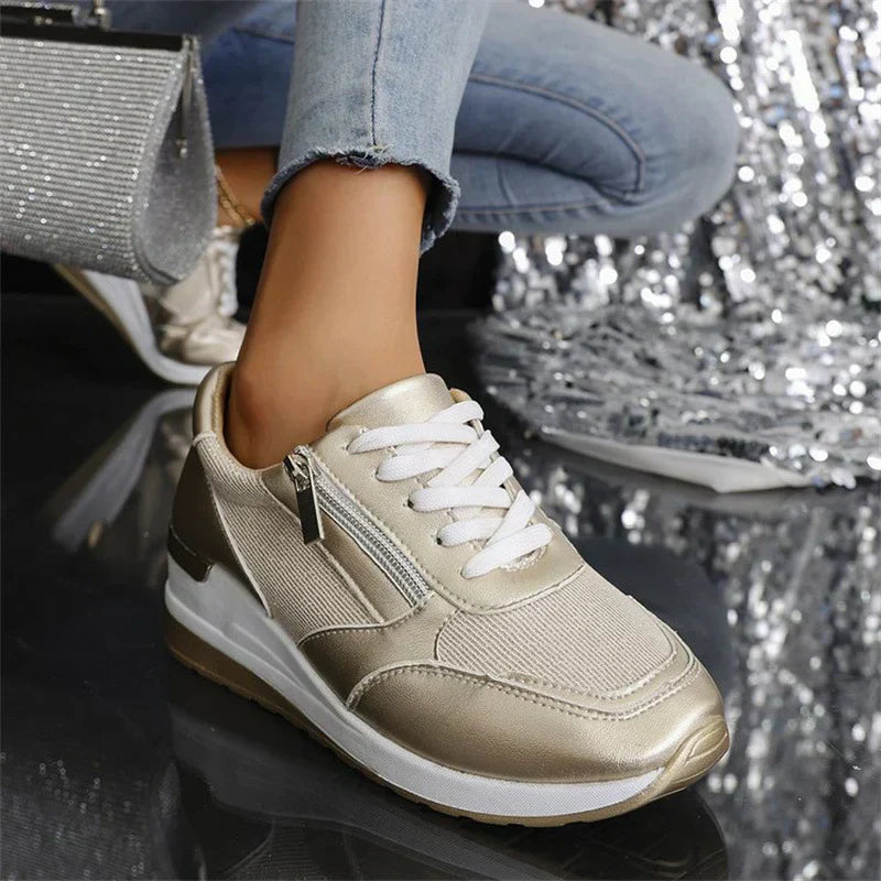DELIA – Sneakers Donna con Zeppa Interna e Zip Laterale
