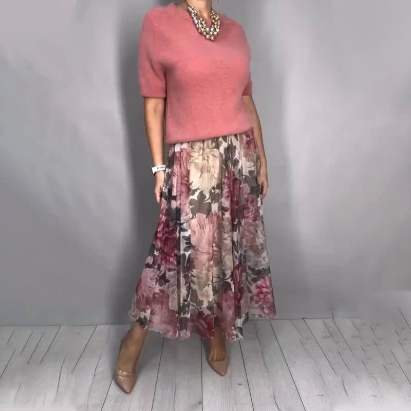 LUCCA – Gonna Midi Donna con Stampa Floreale Romantica