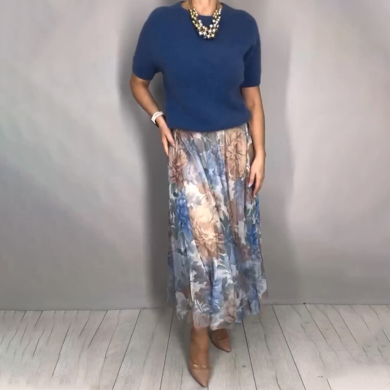 LUCCA – Gonna Midi Donna con Stampa Floreale Romantica